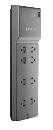 Belkin Power Strip Surge Protector with 8 Outlets, 6 ft Long Flat Plug Heavy Duty Extension Cord + Overload Protection for Home, Office, Travel, Compuer Desktop & Phone Charging Brick (3,550 Joules) - size: 3 Pack, style: 1 Pack