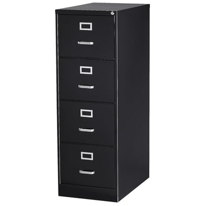 Staples Commercial 4-Drawer Vertical File Cabinet, Locking, Letter, Black, 22-inch D (22337D) - color: Black