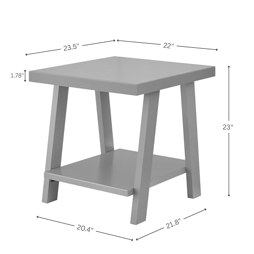 Roundhill Furniture Athens Contemporary Wood Shelf End Table in Teal - color: Teal