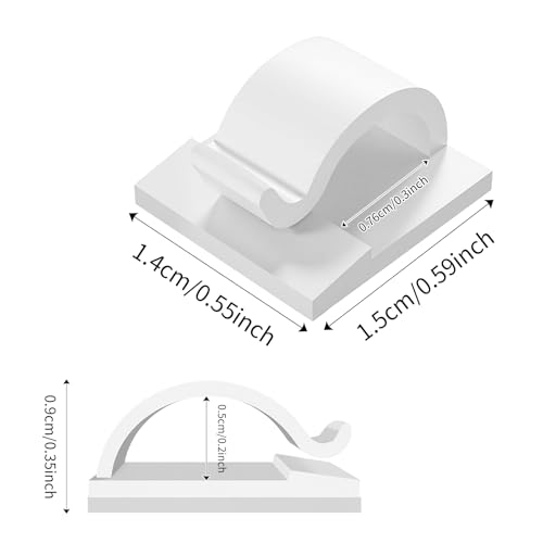 LinkDocs Cable Clips White, Adhesive Cord Clips, Cable Staples Outdoor Cable Management Wire Organizer Cord Holder for Under Desk, Car, Wall, TV PC Ethernet Cable (30 PCS White)
