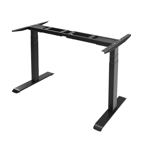 Fromann Dual Motor Electric Standing Desk Frame 3 Tier Legs Height Adjustable Handset with USB A+ C Ports Sit Stand up Desk Base for Home and Office (Black) - color: Black