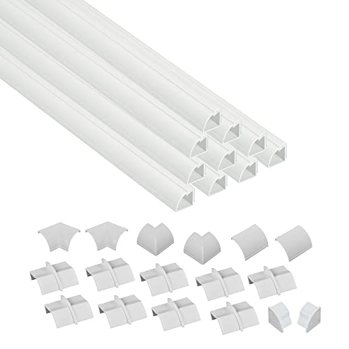 D-Line 157in White Corner Cable Concealer Multipack, Floor Wire Hider, Quarter Round Cord Cover, Organize Cords in Corners, Floor Molding - 10x 15.7in Lengths & Accessories - color: White