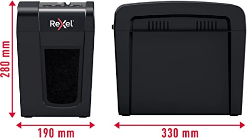 Rexel X6-SL Whisper-Shred Cross Cut Shredder, Shreds 7-6 (70-80 g/m2) Sheets, P4 Safety Class, Home/Home Office, 10L Waste Basket, Quiet and Compact, 2020125
