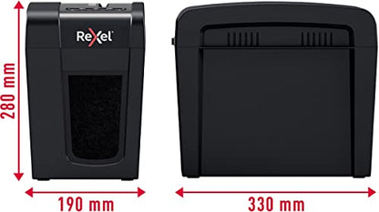 Rexel X6-SL Whisper-Shred Cross Cut Shredder, Shreds 7-6 (70-80 g/m2) Sheets, P4 Safety Class, Home/Home Office, 10L Waste Basket, Quiet and Compact, 2020125