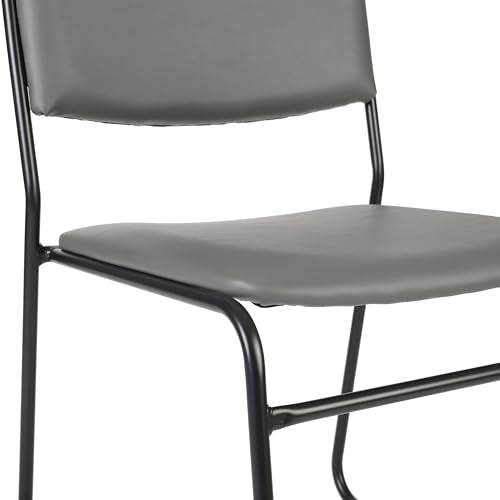 Flash Furniture Hercules Vinyl Stackable Chair with Sled Base, Gray | Vinyl Upholstery, 500 LBS. Weight Capacity - color: Gray Vinyl/Black Frame, size: Set of 1