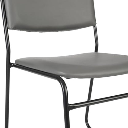 Flash Furniture Hercules Vinyl Stackable Chair with Sled Base, Gray | Vinyl Upholstery, 500 LBS. Weight Capacity - color: Gray Vinyl/Black Frame, size: Set of 1
