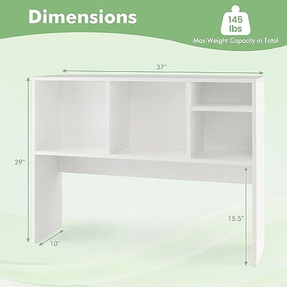 Tangkula White Desktop Bookshelf with 4 Storage Compartments - color: Off White, size: 4 Shelves
