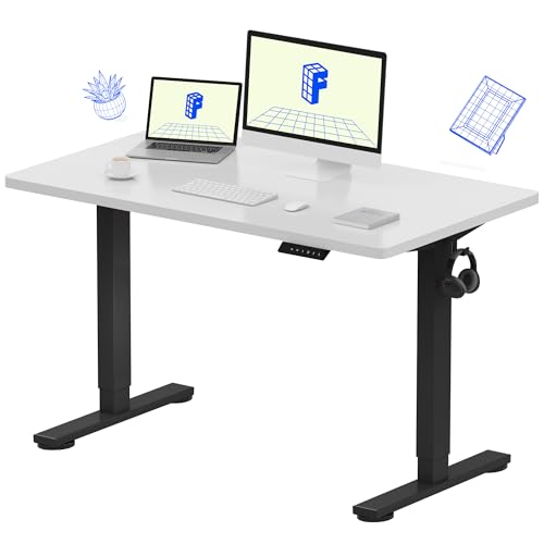 FLEXISPOT EN1 One-Piece Standing Desk, Electric Adjustable with 4 Memory Presets, 176 LBS Capacity, Stable & Quiet, Seamless Desktop for Home Office & Dual Monitors, 48"x24" White - color: White, size: 48x24"