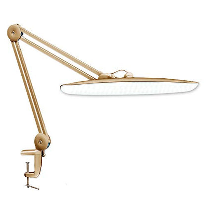 20-Inch LED Desk Lamp with Clamp, 24W 2200LM, Gold | 117 SMD LEDs with 4 brightness levels provide eye-caring lighting for reading, crafting, office work, and study - size: GOLD-NonCCT-Non Protective