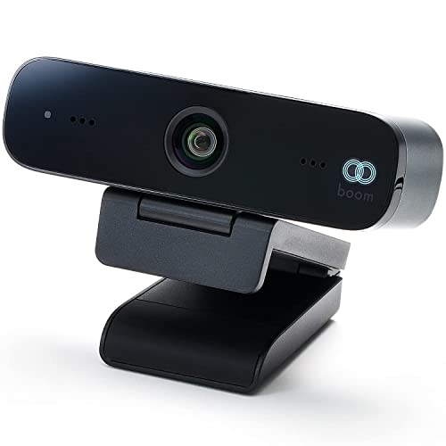 Boom MINI Full HD 1080p Webcam with 90° Wide-Angle Lens, Dual Noise-Reducing Mics, Autofocus, Low-Light Optimization, USB Plug-and-Play for Zoom/Teams/Meet – PC/Mac Laptop Camera