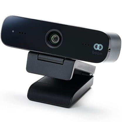 Boom MINI Full HD 1080p Webcam with 90° Wide-Angle Lens, Dual Noise-Reducing Mics, Autofocus, Low-Light Optimization, USB Plug-and-Play for Zoom/Teams/Meet – PC/Mac Laptop Camera
