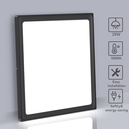 12Pack 12inch Square Black 3200LM LED Flush Mount Ceiling Light,28W White 6000K Slim Surface Mount Ceiling Light Fixture for Kitchen Bedroom Living Room - size: 12Pack-28W-12Inch-Square-Black