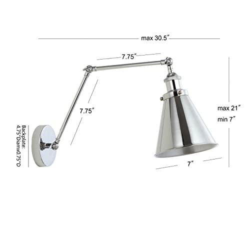JONATHAN Y Rover 1-Light Wall Sconce 7", Chrome, Set of 2 - color: Chrome, size: Set of 2
