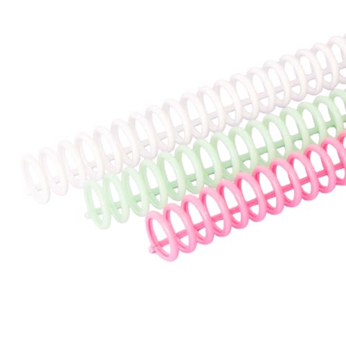Craftelier - Click Binding Spines 6-Pack, 3:1 Pitch, Harmony Tones | Trimmable 11 in length, 0.75 in diameter, for A4 to A7 and US letter, light green, white and pink colors - color: 19 Mm Binding Spines Light Green, White and Pink