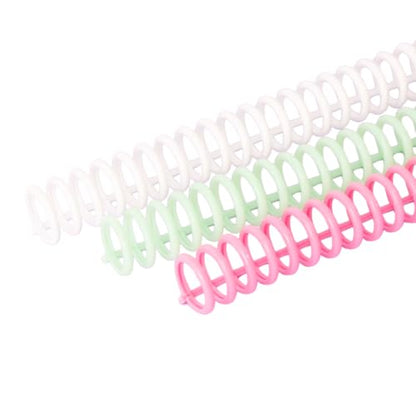 Craftelier - Click Binding Spines 6-Pack, 3:1 Pitch, Harmony Tones | Trimmable 11 in length, 0.75 in diameter, for A4 to A7 and US letter, light green, white and pink colors - color: 19 Mm Binding Spines Light Green, White and Pink
