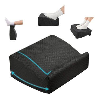 Foot Rest Under Desk with Rocking Base | Black Checkered Pattern | Washable velvet cover | 15° tilt + rocking base | 2 heights: 6.1"/7.3" | Non-slip | Office, gaming, home - color: Black Checkered Pattern, size: 12.6" L x 15" W x 6.1"