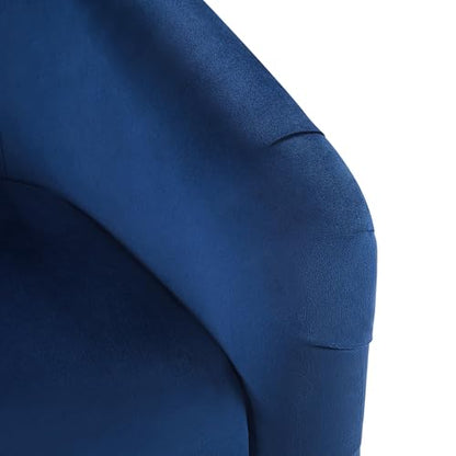 Yaheetech Velvet Accent Chairs, Compact Furry Barrel Chairs with a Curved Silhouette for Small Spaces, Living Room, Bedroom, Navy Blue - color: Navy Blue (Velvet), style: without Ottoman