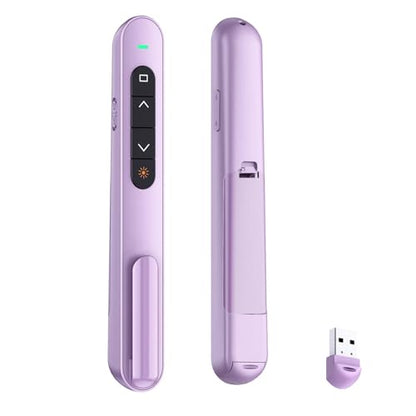 QUI Presentation Clicker with Volume Control, Wireless Presenter Remote | Plug & Play 2.4GHz USB Slide Advancer Compatible with Mac/Windows, Works with PowerPoint, Keynote, and Google Slides - color: Purple, size: S