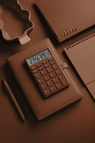 UNIONE Pocket & Desktop Beige Calculator with a Bright LCD, Dual Power Handheld Desktop. Color. Business, Office, High School - color: Beige