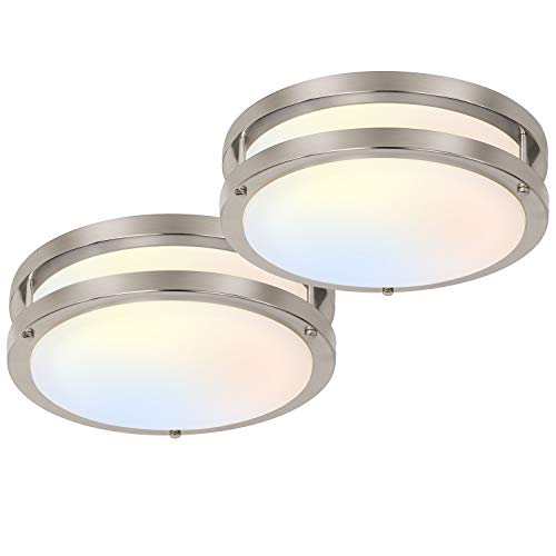 hykolity 13 inch Flush Mount LED Ceiling Light Fixture,1300LM,5CCT - color: Brushed Nickel, size: 13-inch