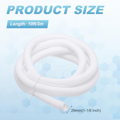 MECCANIXITY Split Sleeve Wire Loom 1-1/8" 10Ft White Self Wrapping Braided Sleeve UL94-V2 Fireproof PET Sleeving for Automotive, Home Cable Management - color: White, size: 1-1/8" x 10Ft