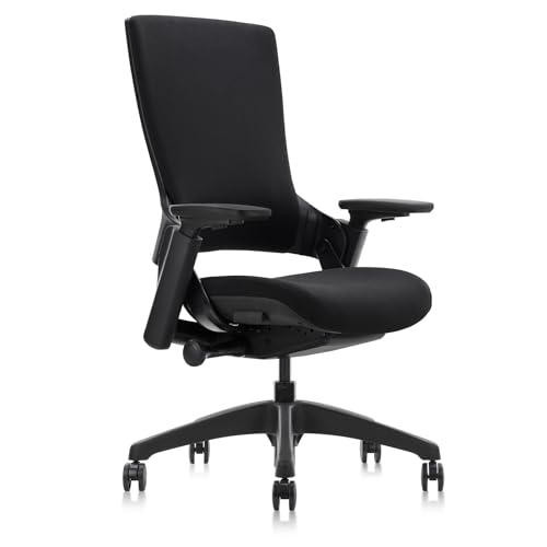 CLATINA Cloth Fabric Ergonomic Office Chair with Adjustable Depth Seat Height 3D Arm Rest and Lumbar Support, Swivel Executive Computer Task Chair for Home Office Conference Room, Black - color: Black-fabric, size: 1 pack-No headrest