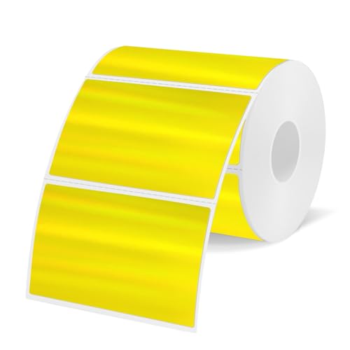 3x2 Inch Holographic Thermal Labels, Yellow Direct Thermal Stickers Label, Self-Adhesive Thermals Printer Sticker Labels, Perforation Line Design- 200Pcs - color: Holographic Yellow-1, size: 2*3 inch