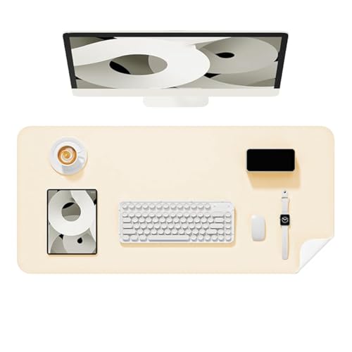 Desk Pad, Leather Non-Slip Laptop Computer Desk Keyboard Mat, Table Protector Blotter Mat, Large Mouse Pad (23.6" x 11.8")-Cream - color: Cream