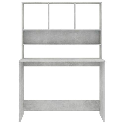 Desk with Shelves, 43.3x17.7x61.8 Inch Engineered Wood Desk, Vertical Storage for Small Spaces, Organize Folders Documents and PC Equipment - color: Concrete Gray