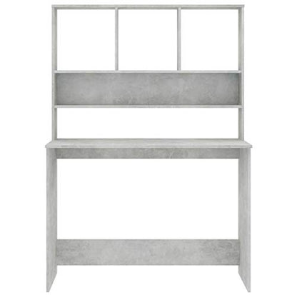 Desk with Shelves, 43.3x17.7x61.8 Inch Engineered Wood Desk, Vertical Storage for Small Spaces, Organize Folders Documents and PC Equipment - color: Concrete Gray