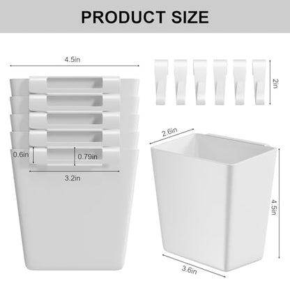 6 Pack White Rolling Cart Accessories with 6 Hanging Cup Holder and 6 Hooks - color: White