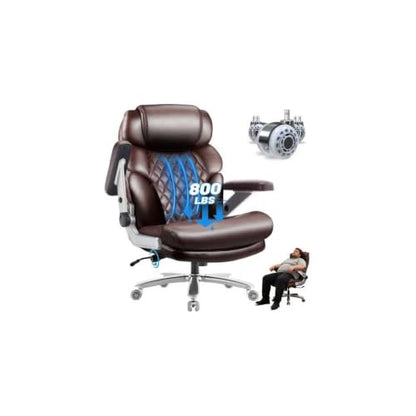 800LBS Big and Tall Office Chair for Heavy People, Heavy Duty Executive Chair with High Back, Extra Wide Seat and Adjustable Lumbar, Large Computer Desk Chair Comfortable for Home Office - color: Brown-1