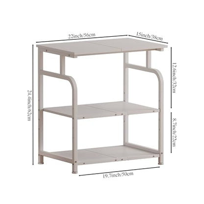 Unionly Large Rolling Printer Stand with Height Adjustable Shelf and Wheels | 3-Tier Rolling Printer Cart with Wheels, Heavy-Duty Wood Printer Table with strudy steel frame for Home Office,White - color: White