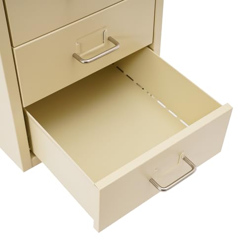 6 Drawers File Cabinet with Lock Rolling Mobile Filing Cabinet with Wheels Under Desk Vertical Filing Cabinet for Office/Home Metal (Wood Yellow) - color: Wood Yellow