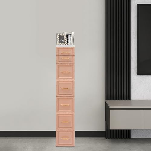 6-Drawer Narrow Storage Cabinet, Slim Rolling Cart, Mobile Plastic Cart Container with Pull Handles, Built-in Wheels, for Living Room, Kitchen, Bathroom, Office, 12.6 * 7.1 * 39.4in, Orange