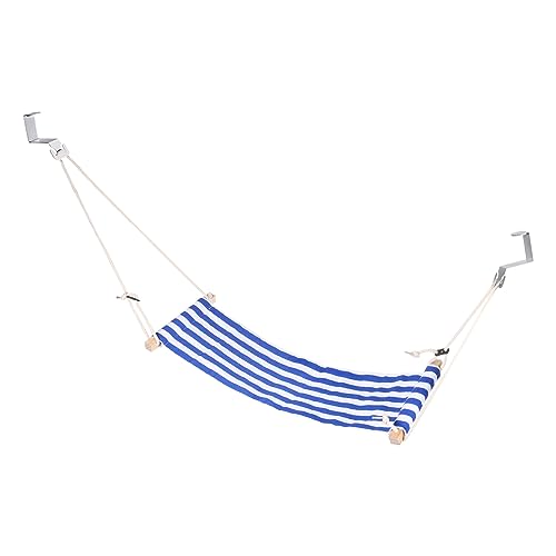 PATIKIL Foot Hammock Under Desk, Adjustable Foot Rest Sling with Hooks Portable Desk Footrest for Airplane Travel Home Office, Blue White Style 1 - color: Blue