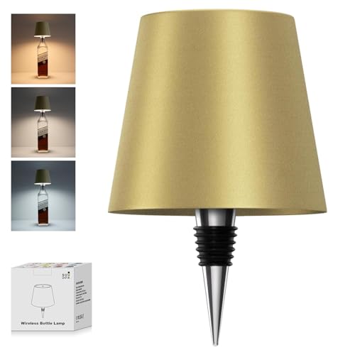Wireless Bottle Lamp, 2024 New 3 Color Rechargeable Wine Bottle Lights for Bars Restaurants (Yellow, 1PC) - color: Yellow