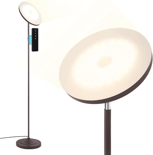 hanaking Floor Lamp, 30W/2600LM Super Bright Floor Lamp with Remote Control, Stepless Adjust Color Temperatures and Brightness, Torchiere Standing Lamp for Living Room Bedroom Office - color: Copper Brown