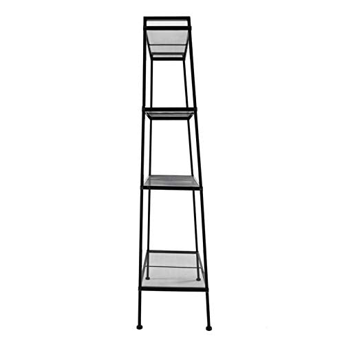 Ladder Bookshelf, 4-Tier Metal Shelf Open Bookcase Freestanding Bathroom Storage Rack Plant Stand for Living Room, Bedroom, Office, Easy Assembl (Black3) - color: Black3