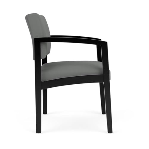 Lenox Wood Reception Waiting Room Guest Chair/Black Wood/Light Gray - color: Grey