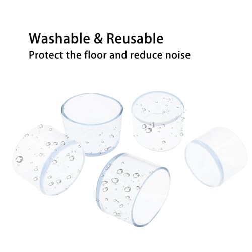 Round Chair Leg Caps,PVC Furniture Feet Covers,TTZEZE Transparent Round Floor Protectors,Clear Table Feet Covers Preventing Plastic Chair Leg Covers Scratches and Noise 38mm/1.5'', 12 - size: 1.50 inches