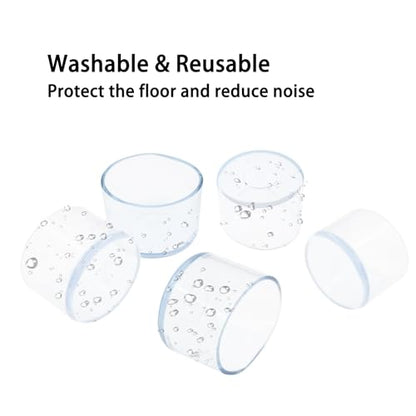 Round Chair Leg Caps,PVC Furniture Feet Covers,TTZEZE Transparent Round Floor Protectors,Clear Table Feet Covers Preventing Plastic Chair Leg Covers Scratches and Noise 38mm/1.5'', 12 - size: 1.50 inches