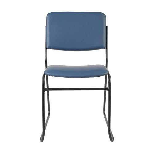 Flash Furniture Hercules Vinyl Stackable Chair with Sled Base, Navy | Vinyl Upholstery, 500 LBS. Weight Capacity - color: Navy Vinyl/Black Frame, size: Set of 1