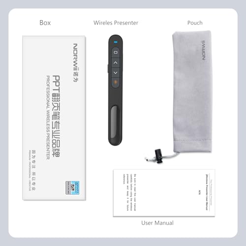 Norwii N76 Rechargeable Presentation clicker for PowerPoint Presentations - color: Red - Rechg. - USB-A