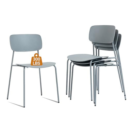 Sidanli Stacking Chairs Set of 4, Office Guest Chairs with Metal Legs, Stacking Office Chairs for Conference Reception Church Lobby, Capacity 300lbs, Gray - color: Grey