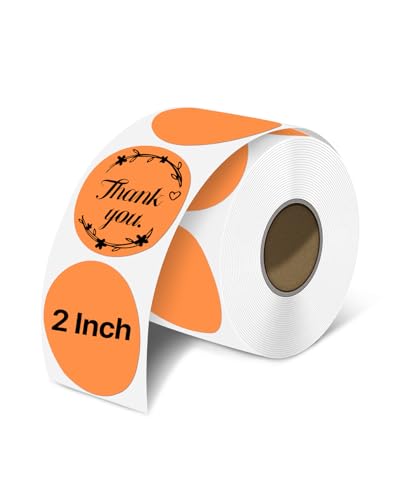 iEager 2 Inch Round Thermal Labels, Orange Circle Thermal Printer Stickers - color: Orange, size: 2 INCH