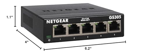 NETGEAR 5-Port Gigabit Ethernet Unmanaged Network Switch (GS305) | Essentials Model, Home Network Hub, Office Ethernet Splitter, Plug-and-Play, Silent Operation, Desktop or Wall Mount - size: 5 Port