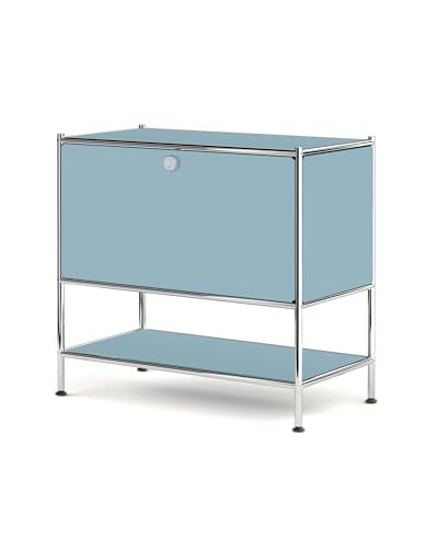 Metal Nightstand, Mid-Century Modern Bookshelf, Flap Door 27.5 | Sleek Modern Design,Space-Saving, Cube Storage Organizer, Bedside Table, Entryway Console for Home, Office, or Foyer - color: Matt Blue