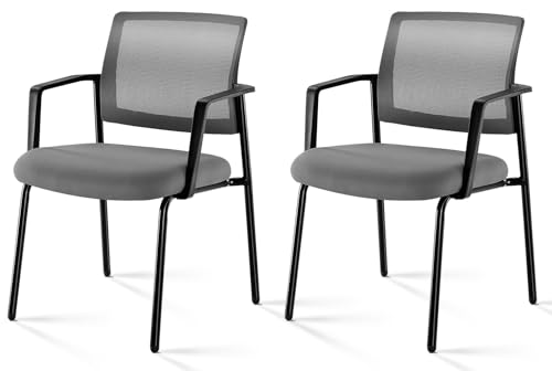 Sweetcrispy Mesh Back Stacking Arm Chairs, Upholstered Fabric Stacking Chairs, Sturdy Metal Office Chairs, Easy to Use and Store, Outdoor and Indoor, for Home, School, Party, Church, 2 Pack Grey - color: Grey, size: 2 Pack