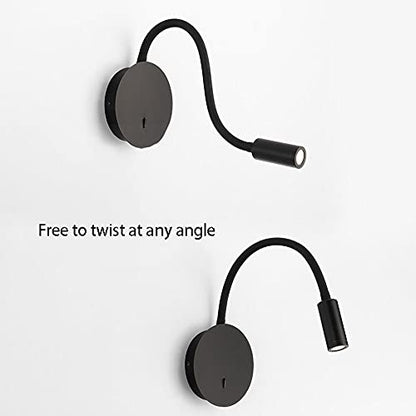 Bedside Reading Light Modern Wall Lamp, Hardwired Wall Sconce with Switch, LED Headboard Lighting Fixture, Flexible Gooseneck Wall Lights for Bedroom Office Studio Hotel - color: Black-6000k
